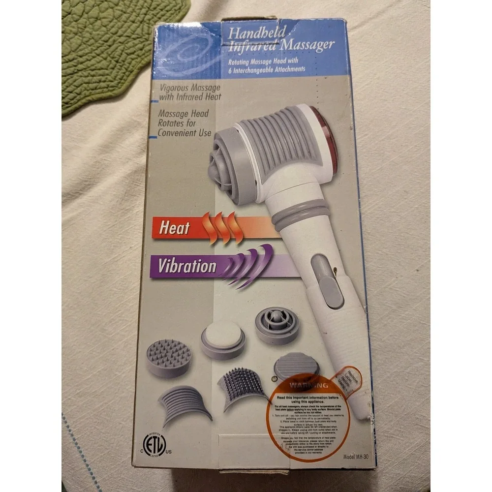 MH-30 Handheld Infrared Massager Heated Vibrating w/ 6 Heads, Corded 120V
